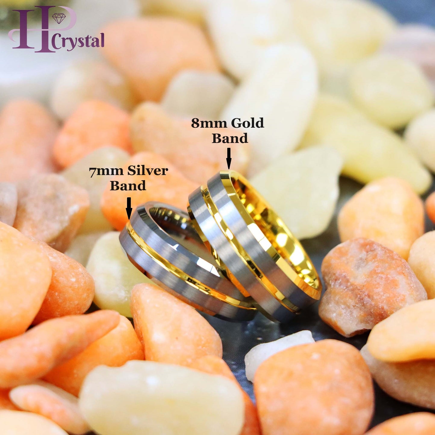 Yellow Gold/Silver Plated Center Grooved Tungsten Ring
