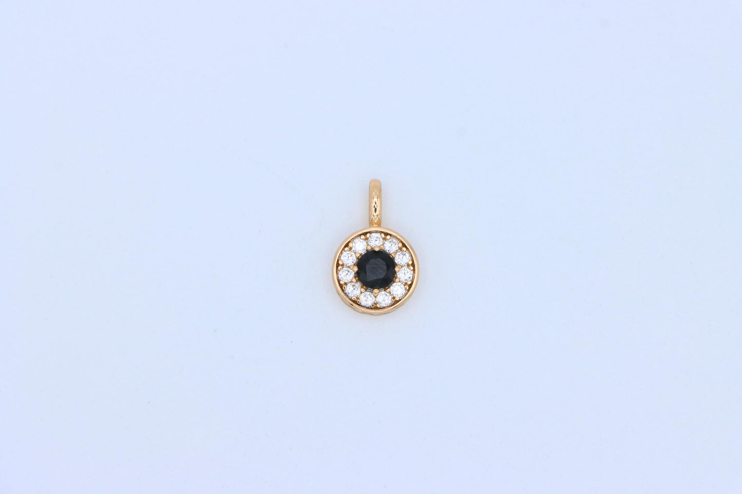 Black Center Round Pendant in Rose Gold with Crystal Halo, XPPT1595 (2146-9)