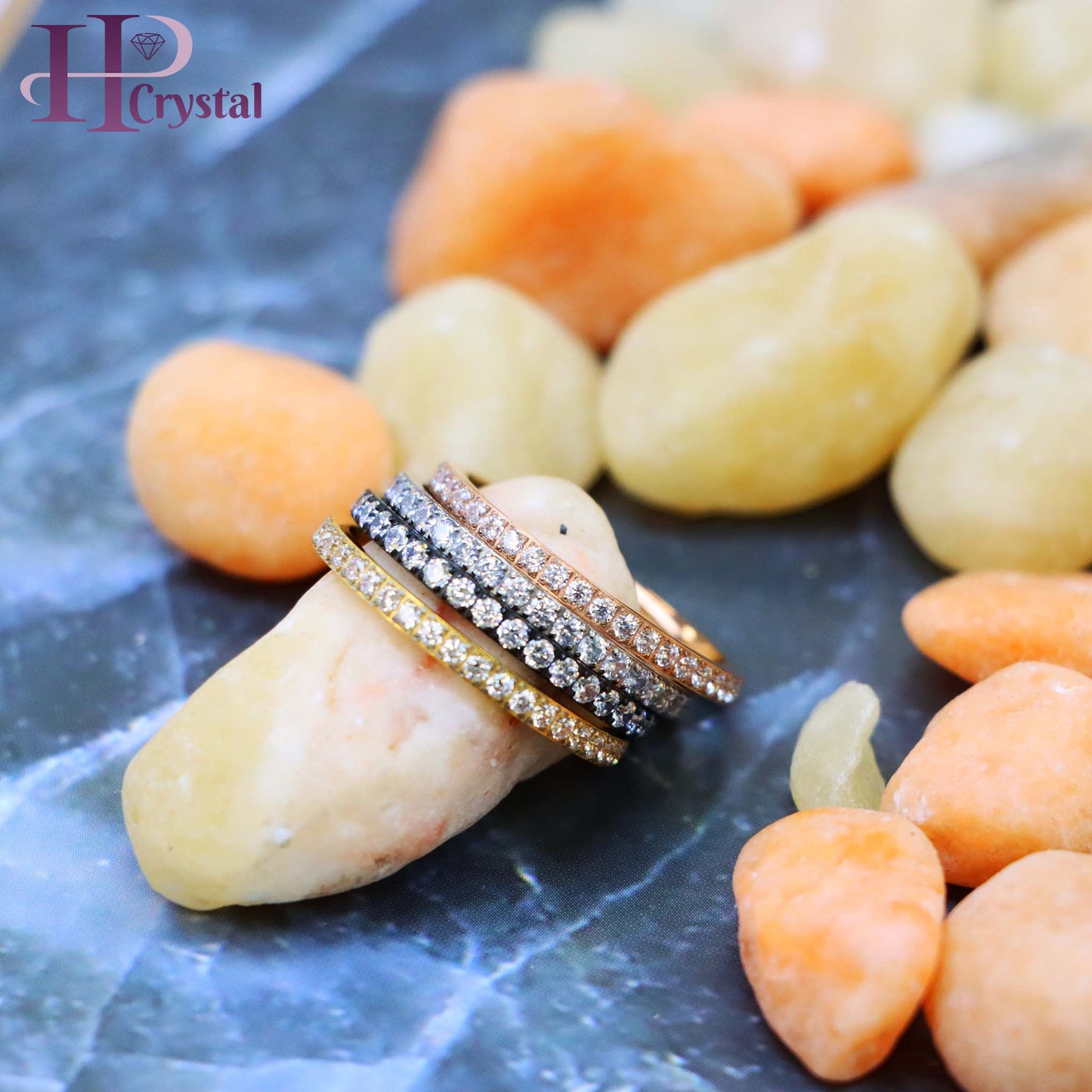 Men’s Titanium Eternity Ring – Black, Silver, Gold, Rose Gold IP Plated, CZ Stones (MARET101)