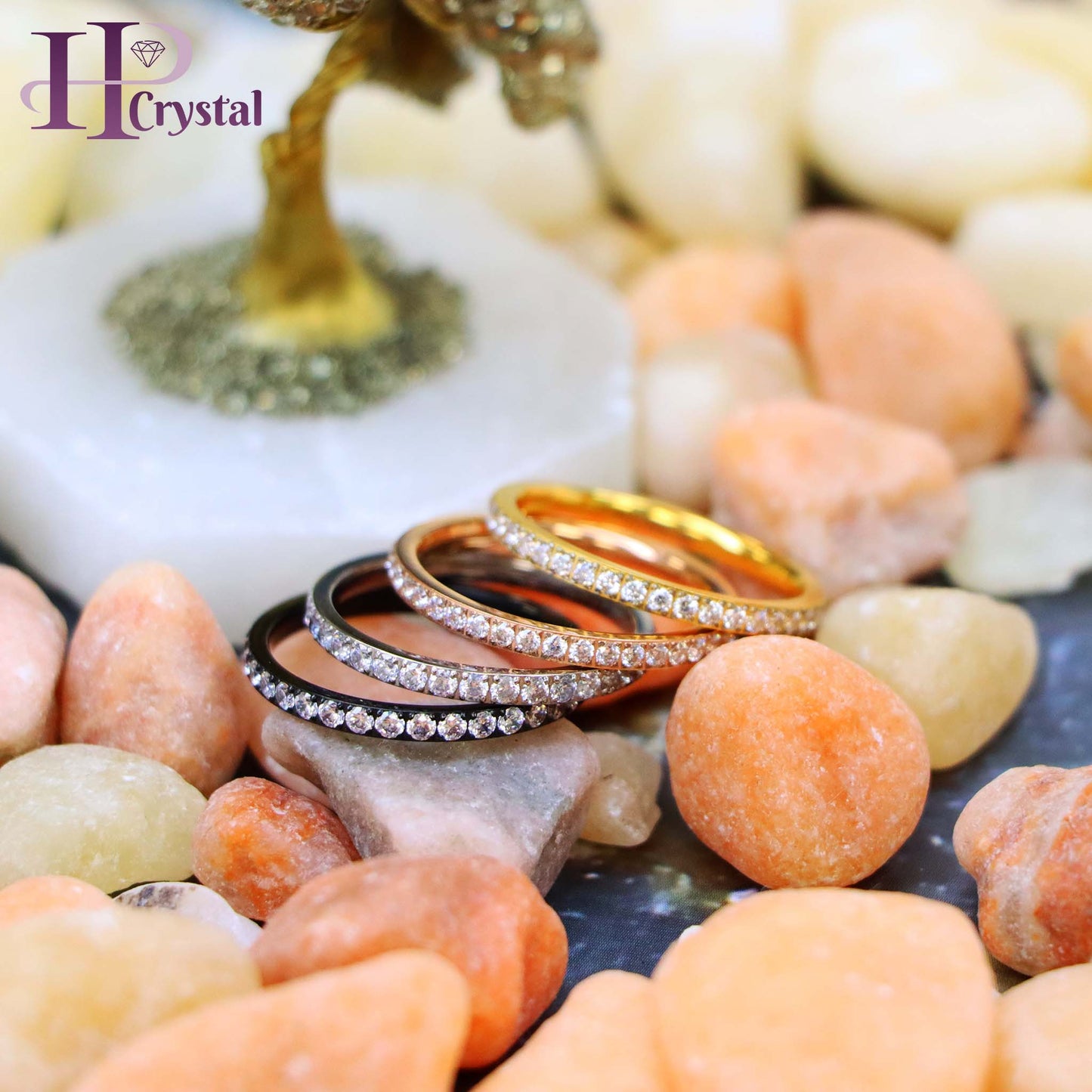 Men’s Titanium Eternity Ring – Black, Silver, Gold, Rose Gold IP Plated, CZ Stones (MARET101)