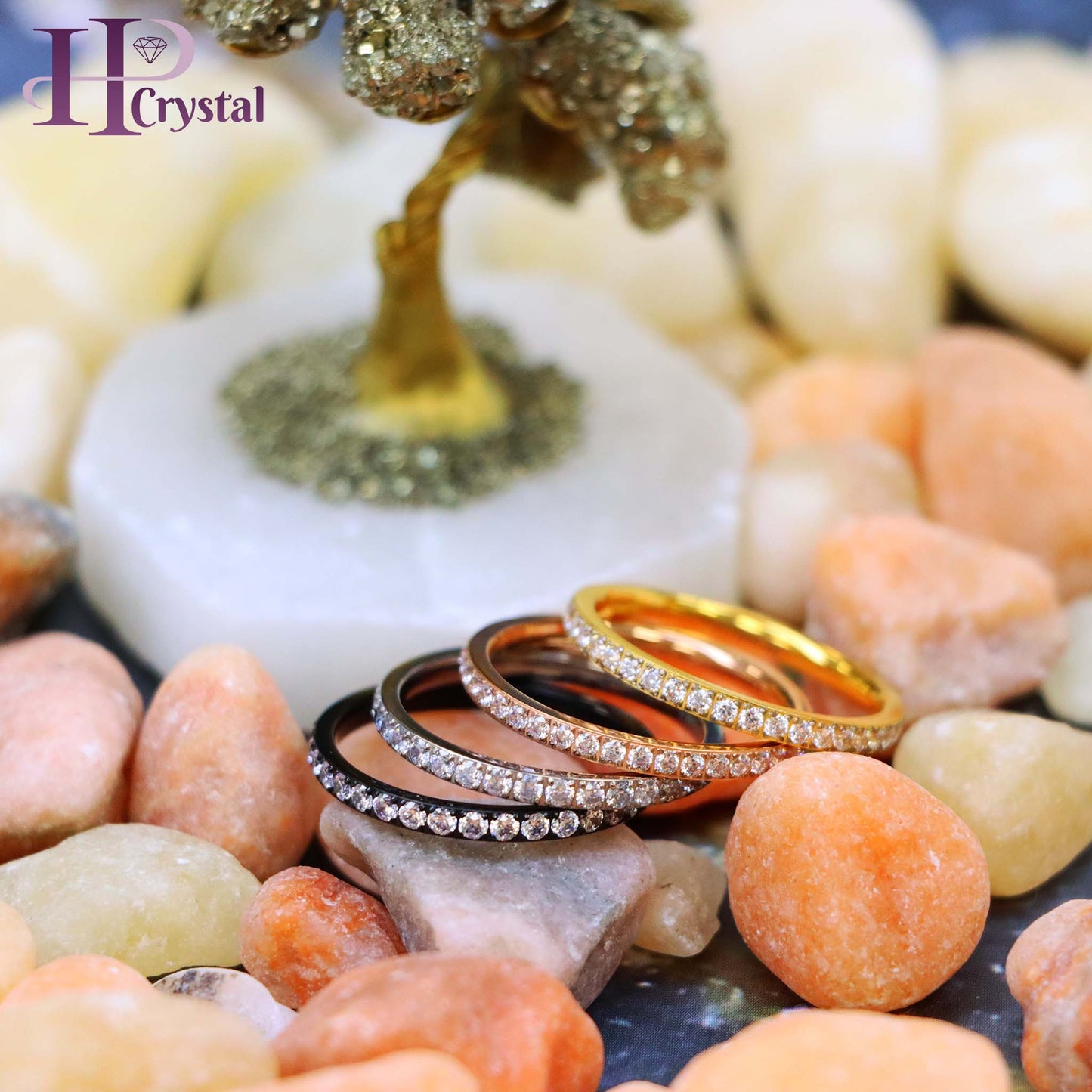 Men’s Titanium Eternity Ring – Black, Silver, Gold, Rose Gold IP Plated, CZ Stones (MARET101)