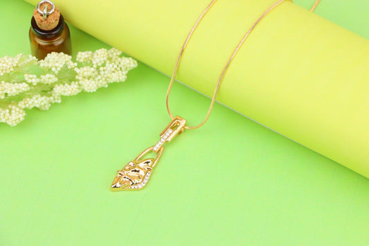 Rose Gold Cat Face Pendant with Crystals – Elegant, XPPT1207 (2121-6)
