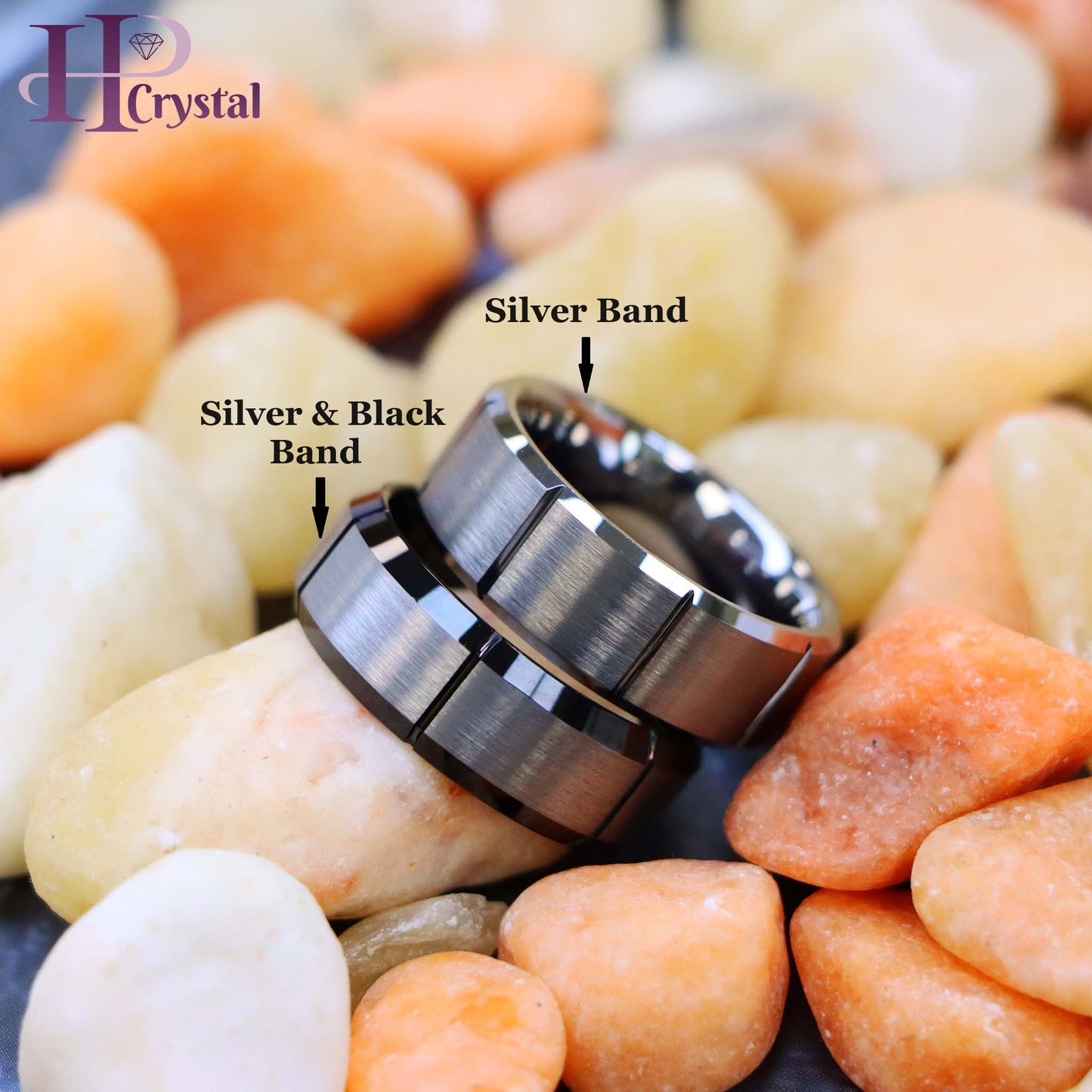 Multiple Vertical Grooves Brushed Center Tungsten Ring