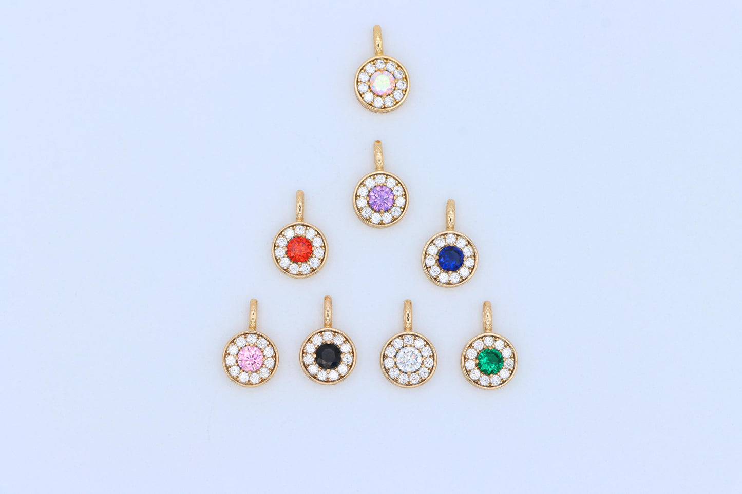 Green Crystal Halo Pendant in Rose Gold – Round Design, XPPT1596 (2146-9)