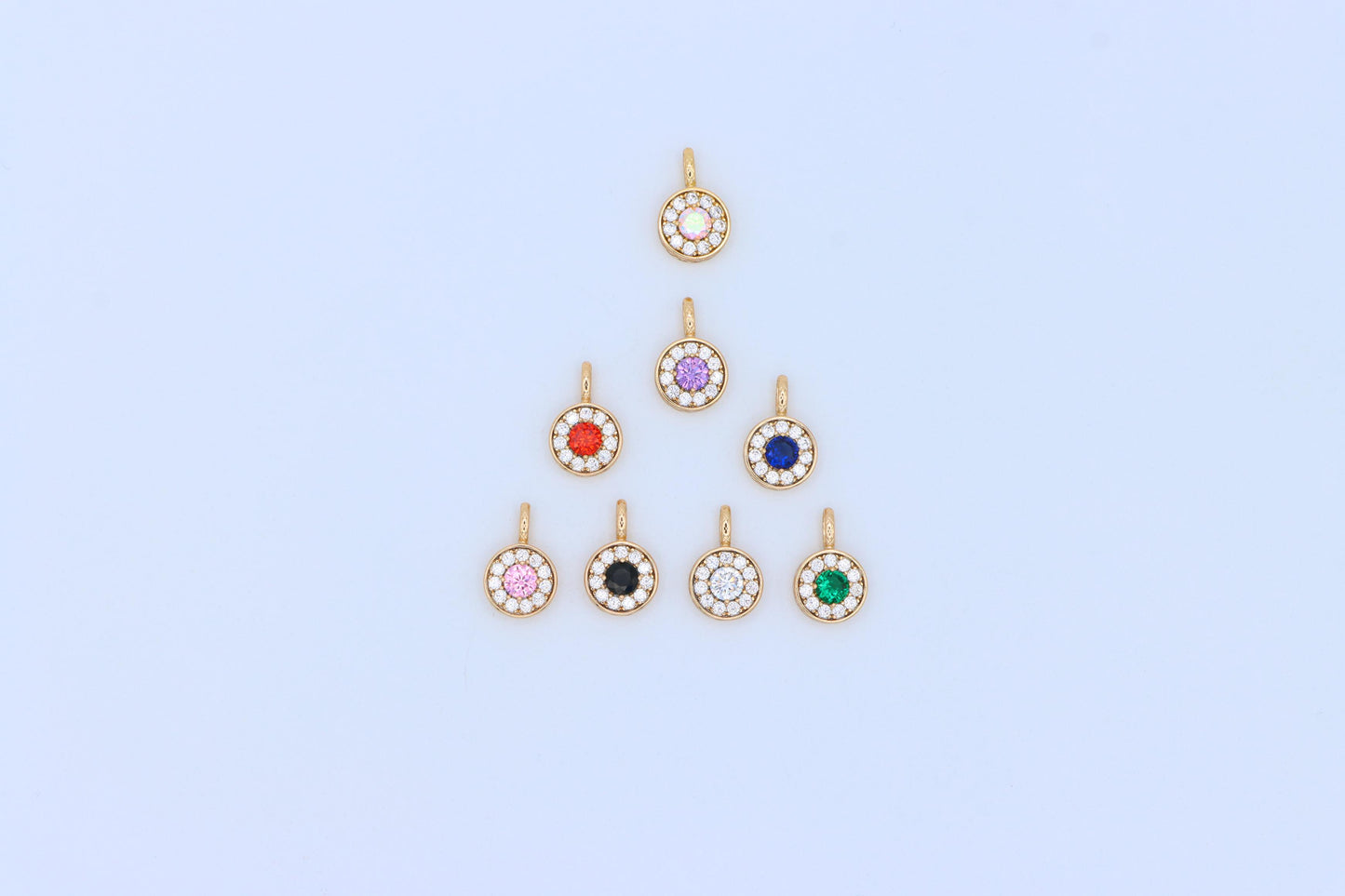 Green Crystal Halo Pendant in Rose Gold – Round Design, XPPT1596 (2146-9)