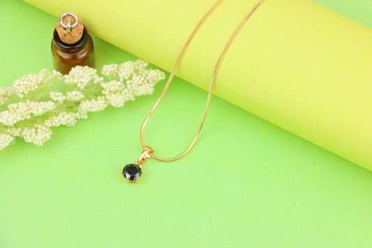 Minimal Black Round Pendant in Gold Plated Brass, XPPT1208 (2121-7)