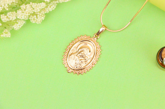 Ornate Oval Religious Rose Gold Pendant Elegant Design, XPPT1597 (2146-10)