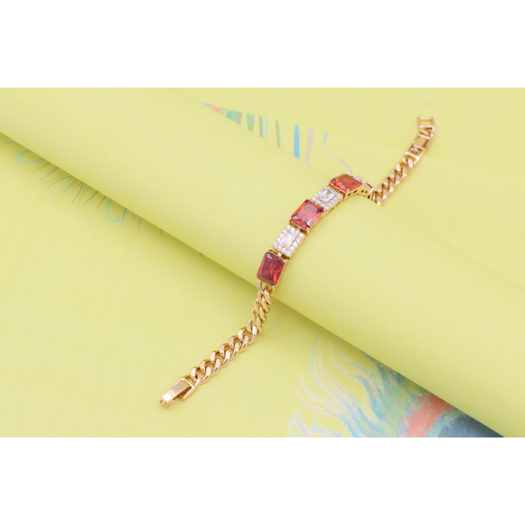 Rose Gold Bracelet with Red & White Crystals, XPBL0892 (2090-1)