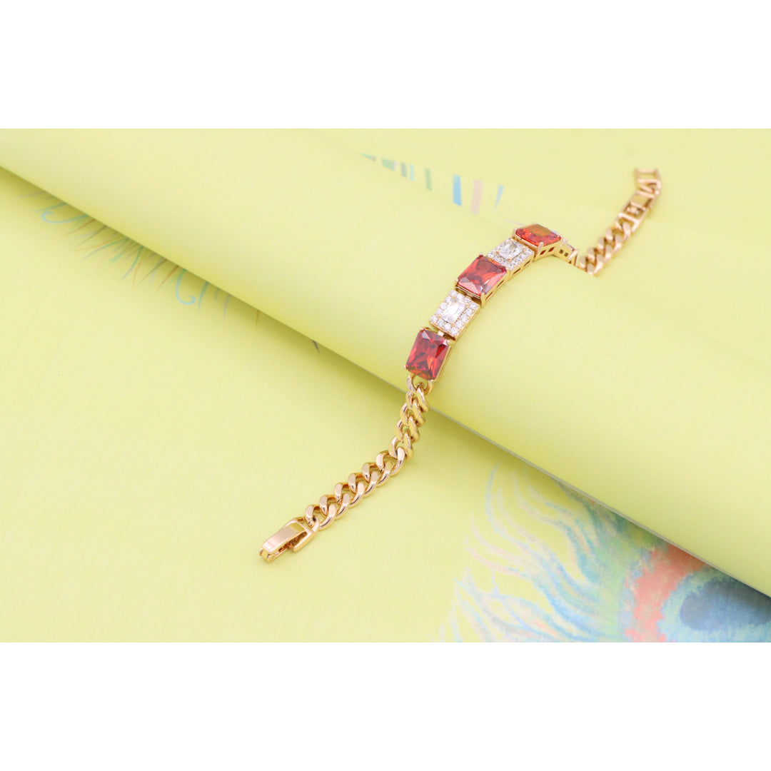 Rose Gold Bracelet with Red & White Crystals, XPBL0892 (2090-1)