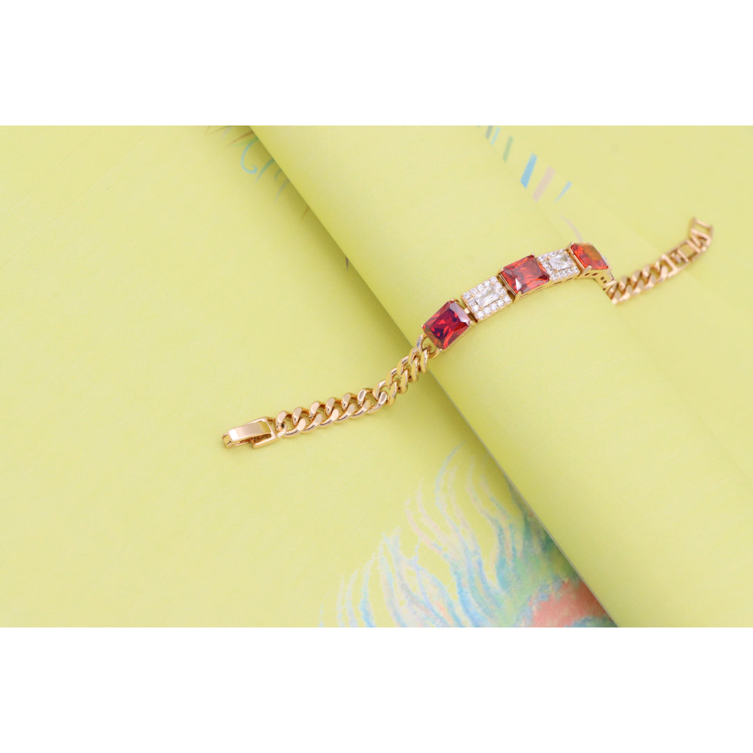 Rose Gold Bracelet with Red & White Crystals, XPBL0892 (2090-1)