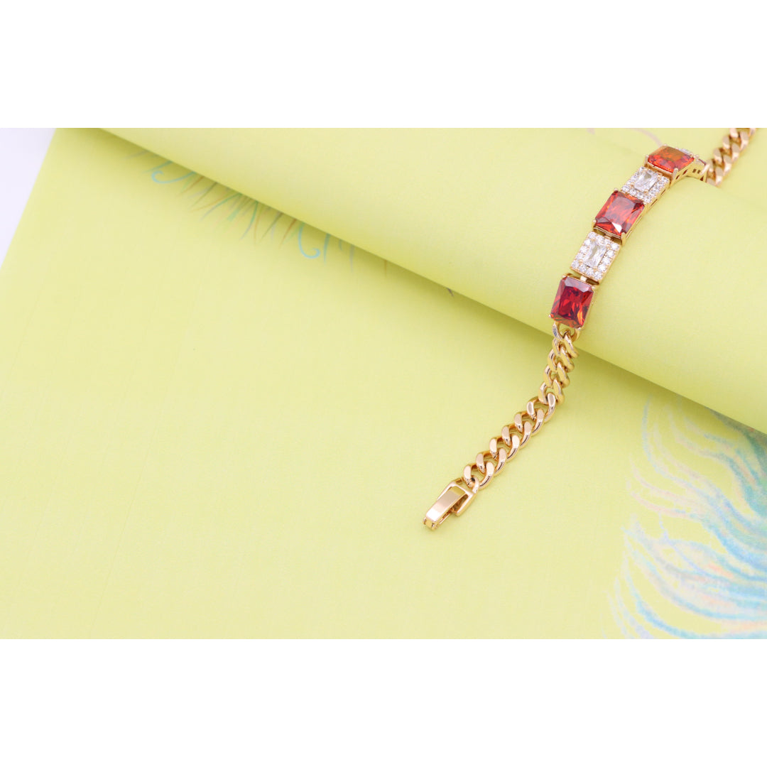 Rose Gold Bracelet with Red & White Crystals, XPBL0892 (2090-1)