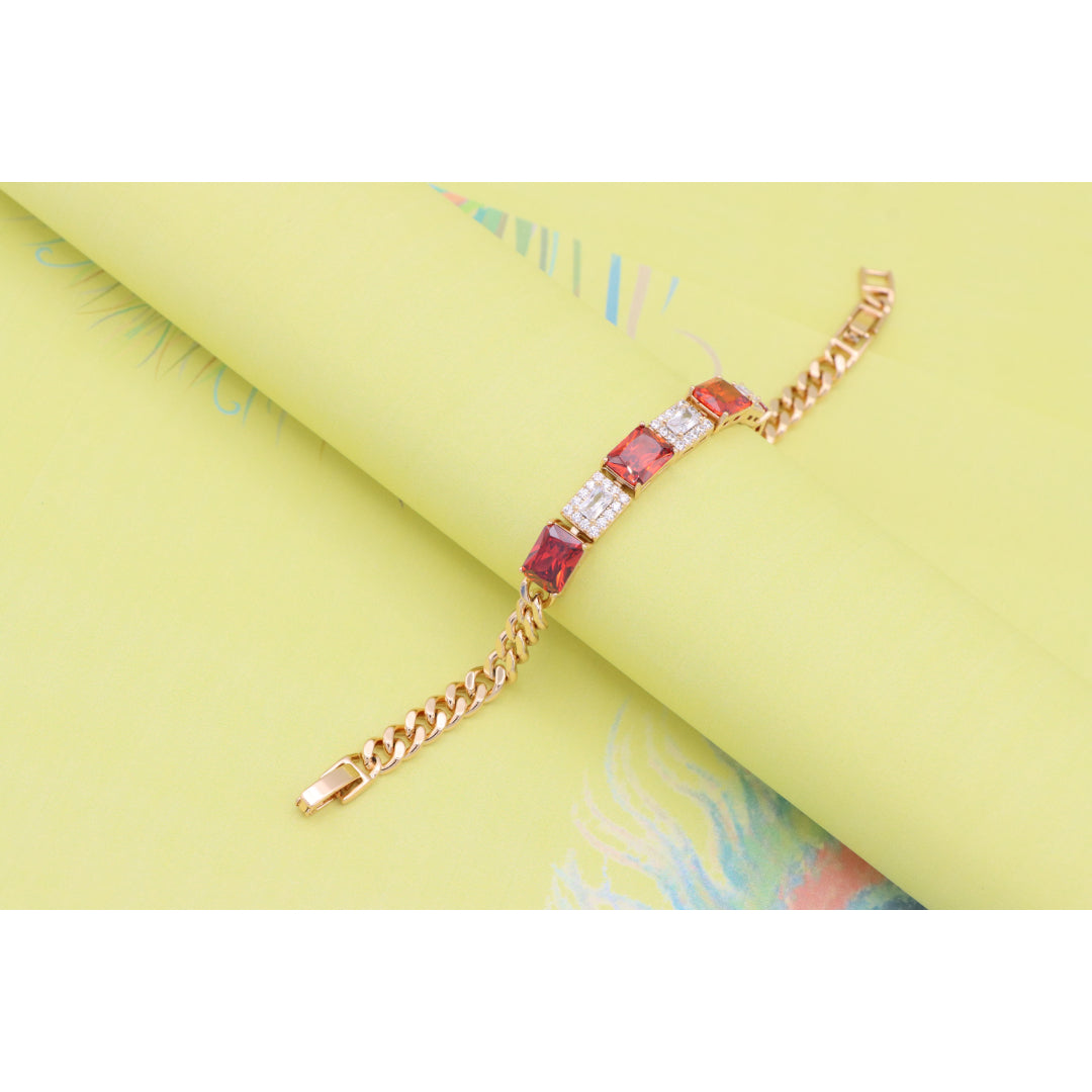 Rose Gold Bracelet with Red & White Crystals, XPBL0892 (2090-1)