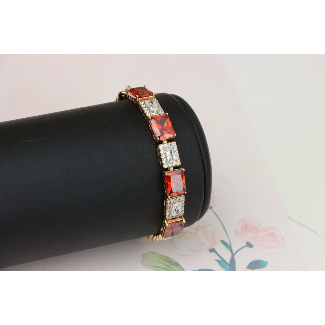 Rose Gold Bracelet with Red & White Crystals, XPBL0892 (2090-1)
