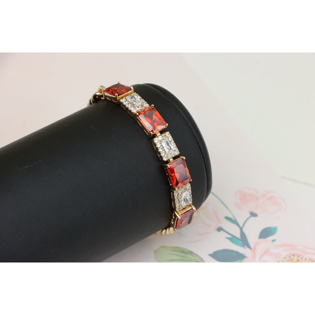 Rose Gold Bracelet with Red & White Crystals, XPBL0892 (2090-1)