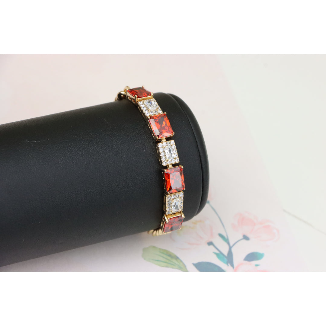 Rose Gold Bracelet with Red & White Crystals, XPBL0892 (2090-1)