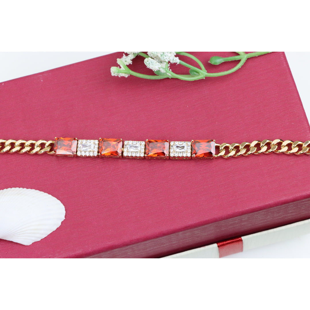Rose Gold Bracelet with Red & White Crystals, XPBL0892 (2090-1)