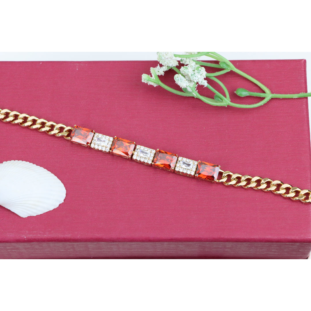 Rose Gold Bracelet with Red & White Crystals, XPBL0892 (2090-1)