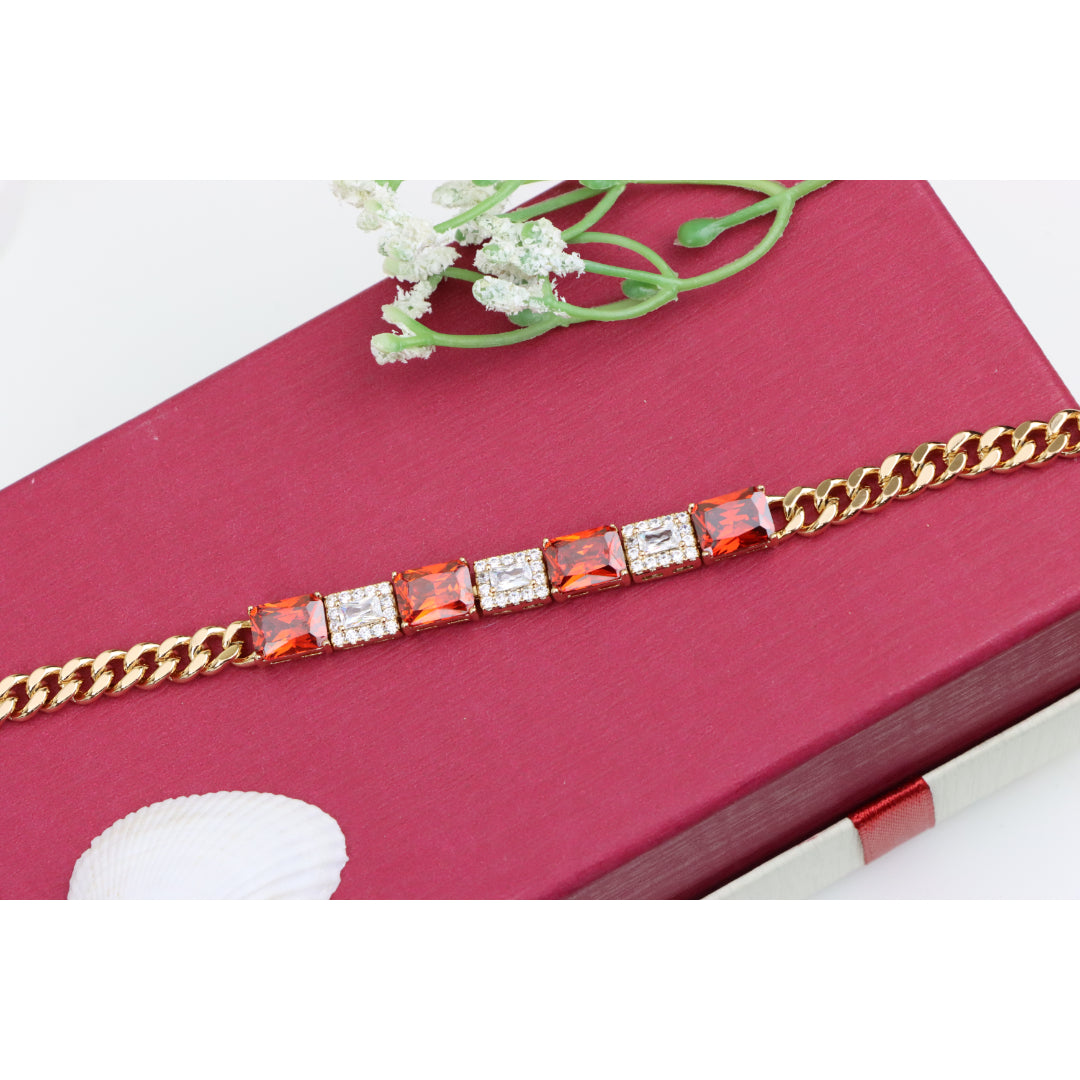 Rose Gold Bracelet with Red & White Crystals, XPBL0892 (2090-1)