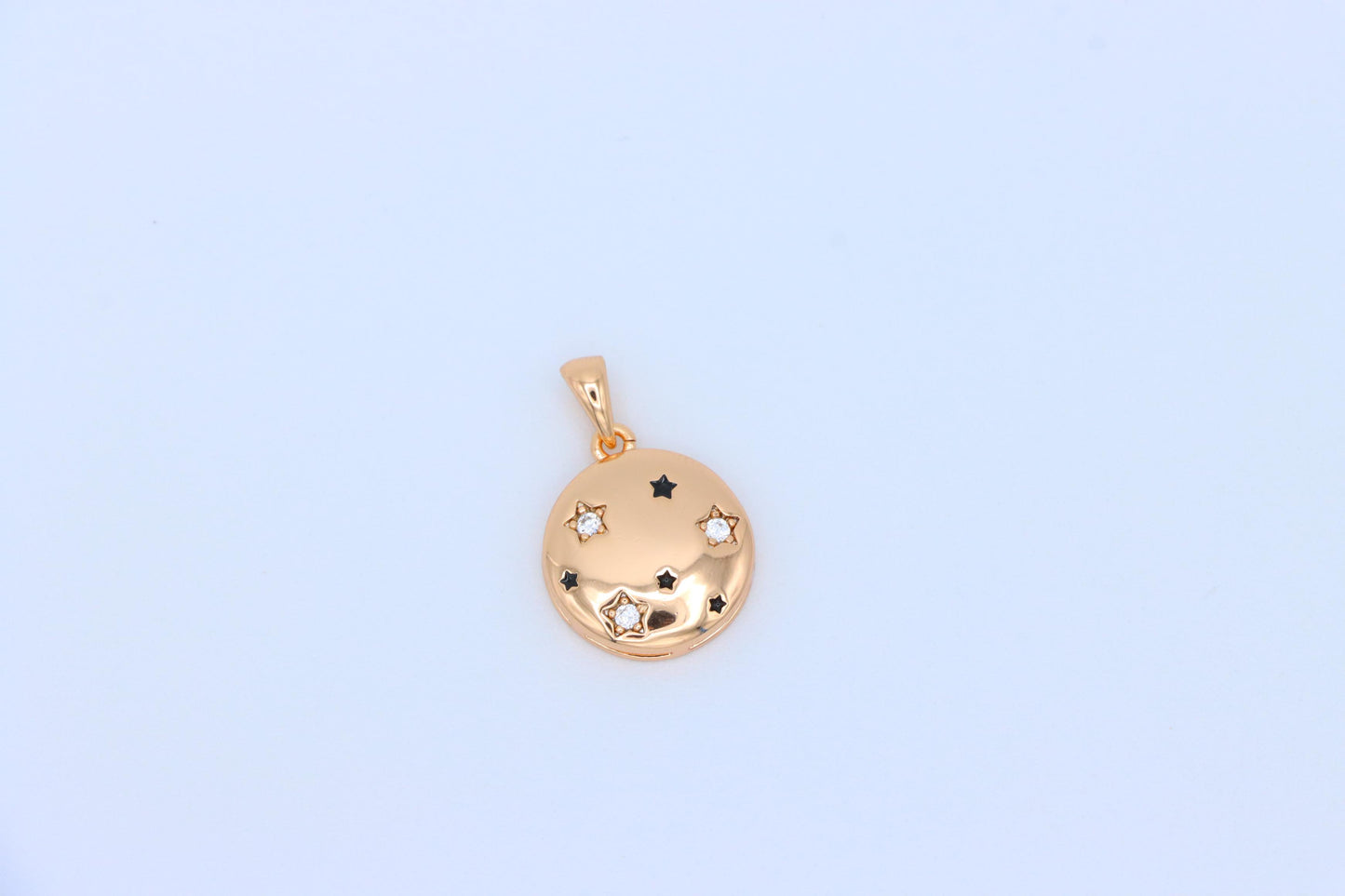 Celestial Starry Moon Rose Gold Pendant Round Charm, XPPT1598 (2147-1)