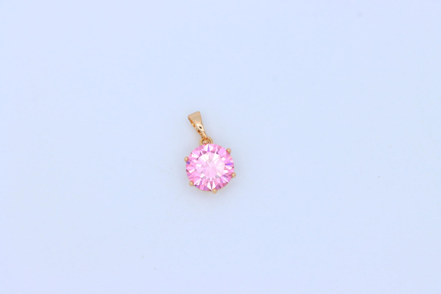 Brilliant Round Pink Stone Rose Gold Pendant Sparkling Charm, XPPT1599 (2147-2)