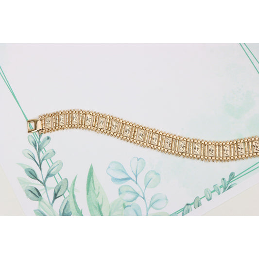 Elegant Rose Gold Bracelet with Etched Design and Beaded Edges, XPBL0894 (2090-3)