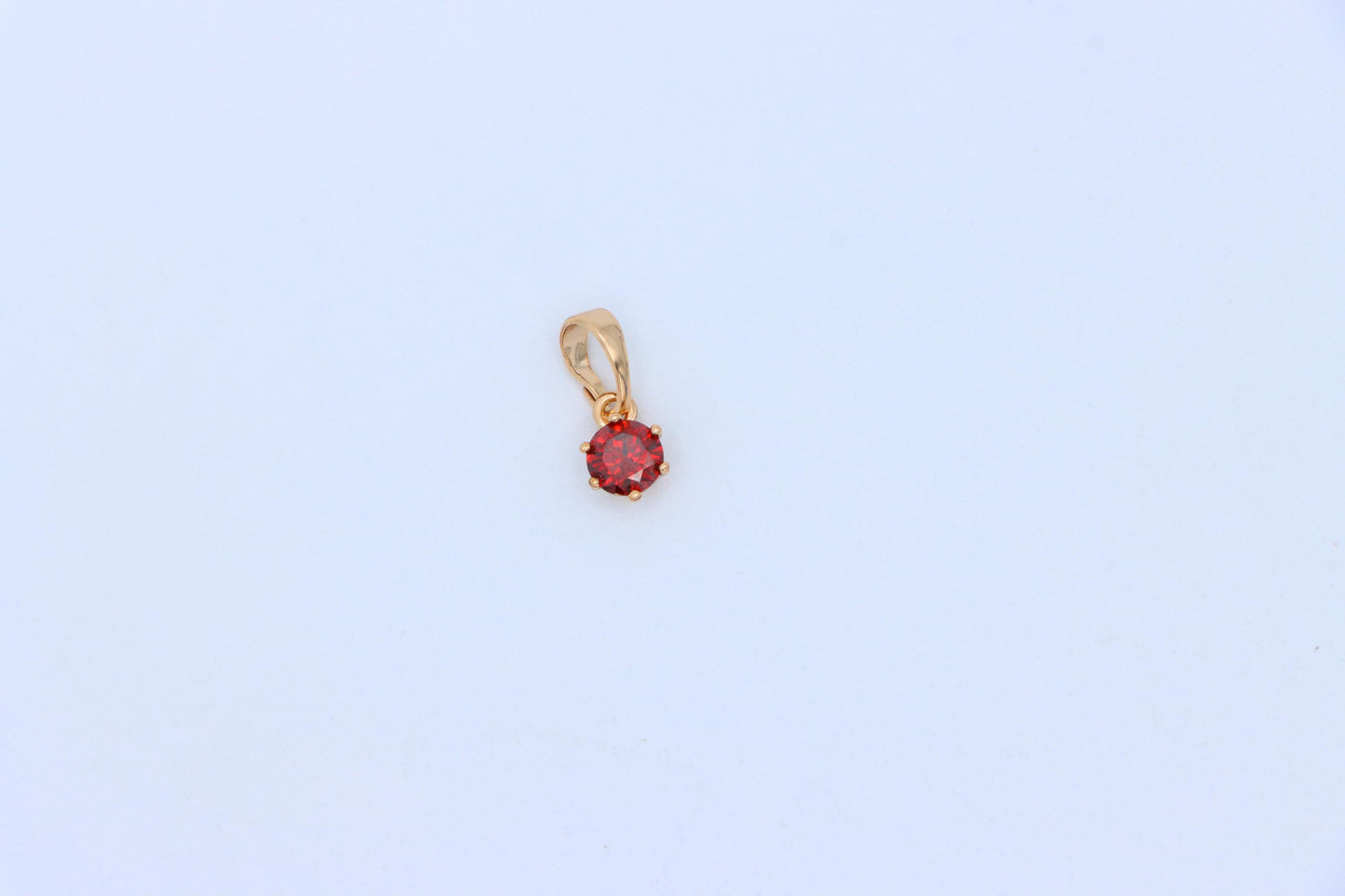 Tiny Round Red Stone Rose Gold Pendant – Minimalist Design, XPPT1600 (2147-3)