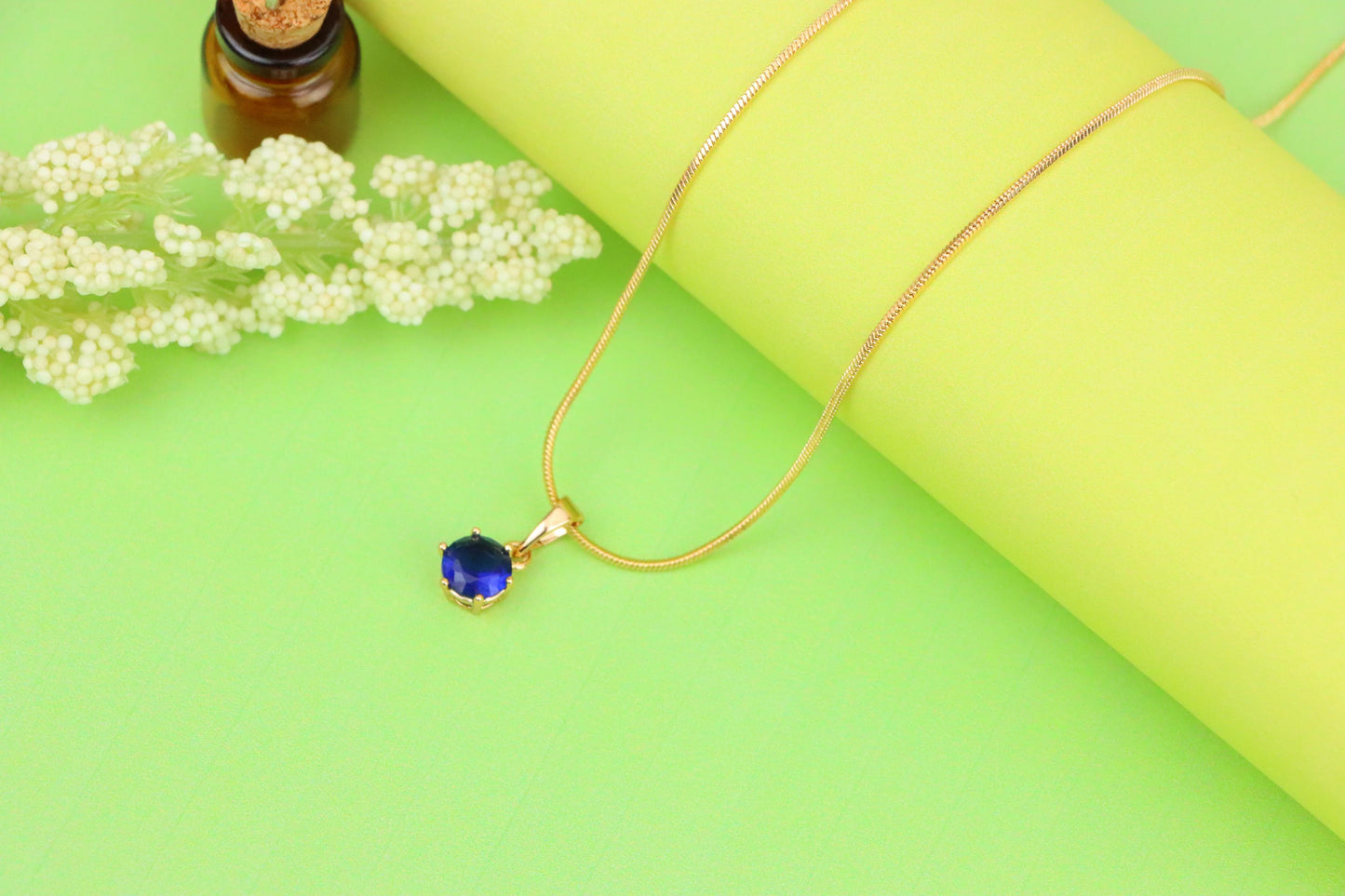 Elegant Blue Solitaire Pendant in Gold Finish, XPPT1211 (2121-7)