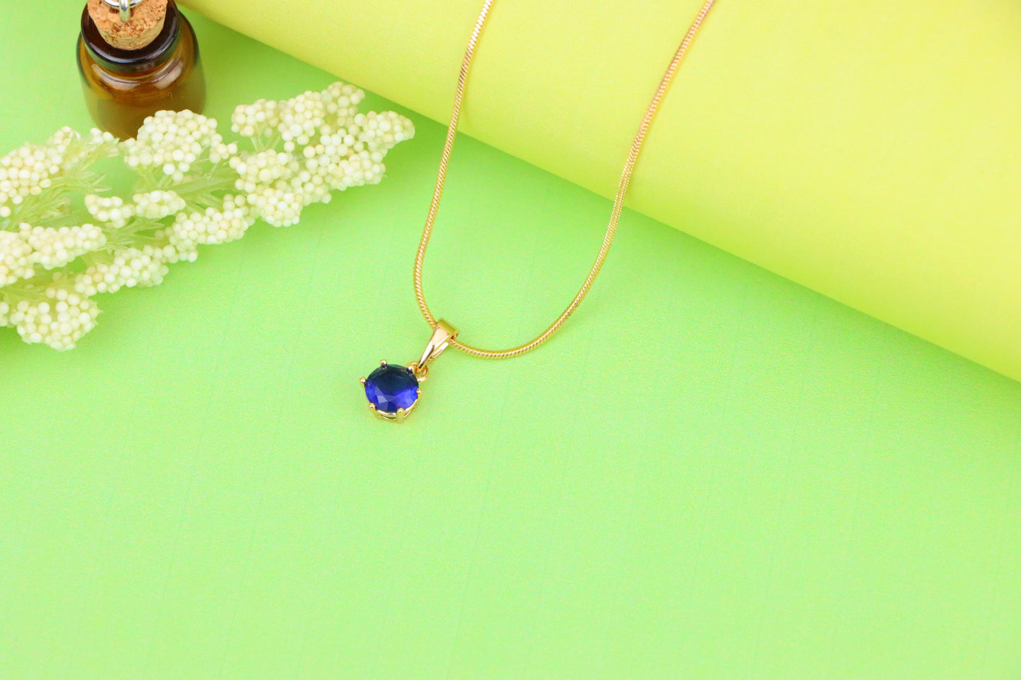 Elegant Blue Solitaire Pendant in Gold Finish, XPPT1211 (2121-7)