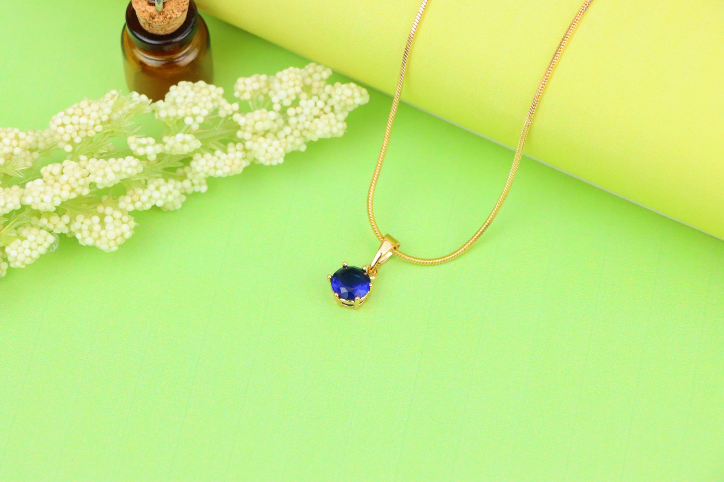 Elegant Blue Solitaire Pendant in Gold Finish, XPPT1211 (2121-7)