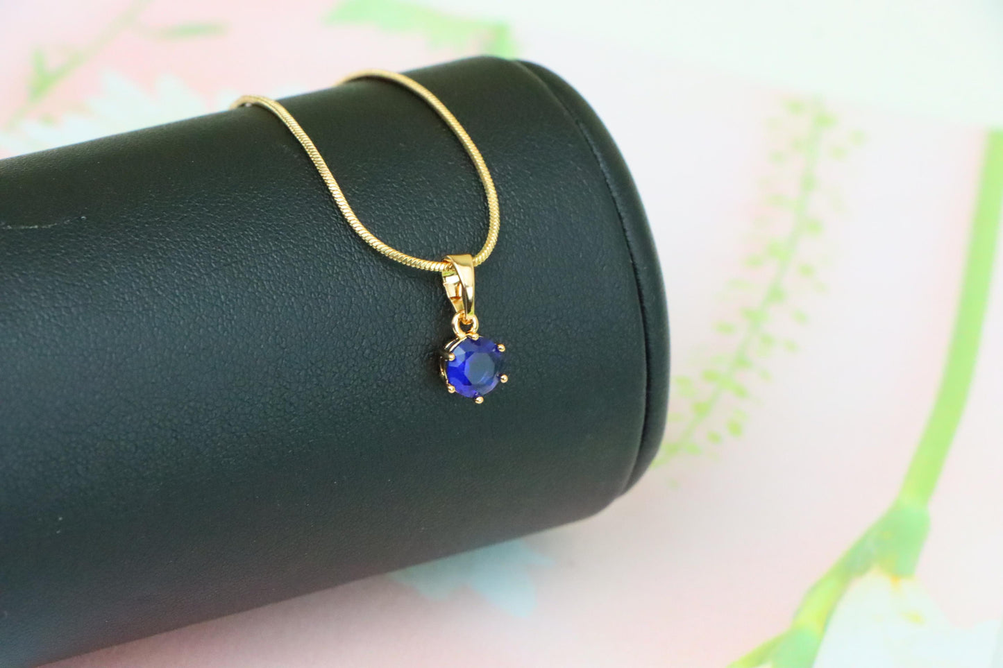 Elegant Blue Solitaire Pendant in Gold Finish, XPPT1211 (2121-7)