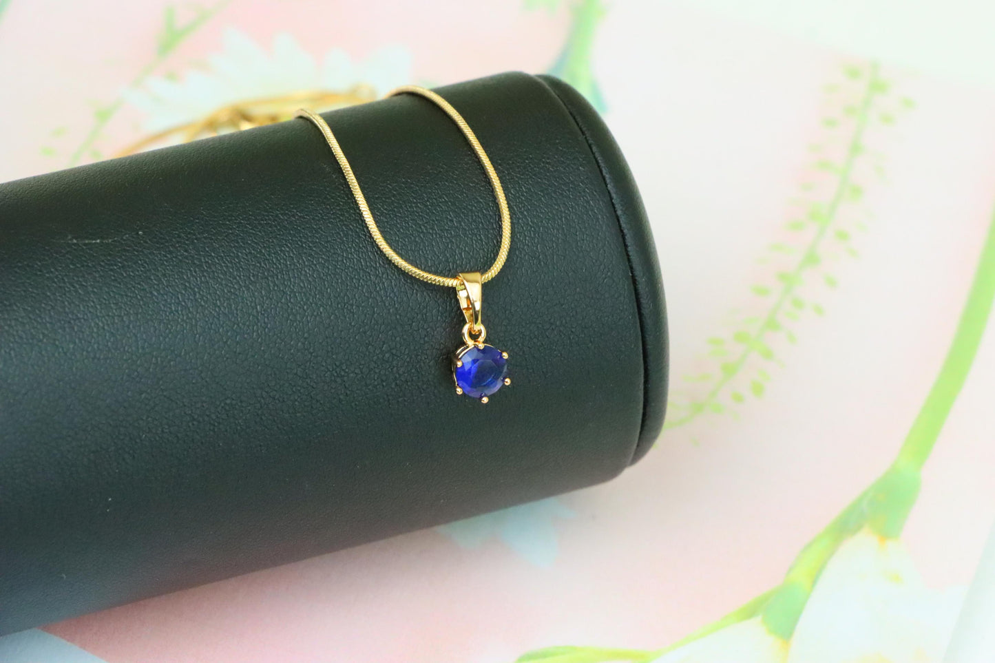 Elegant Blue Solitaire Pendant in Gold Finish, XPPT1211 (2121-7)