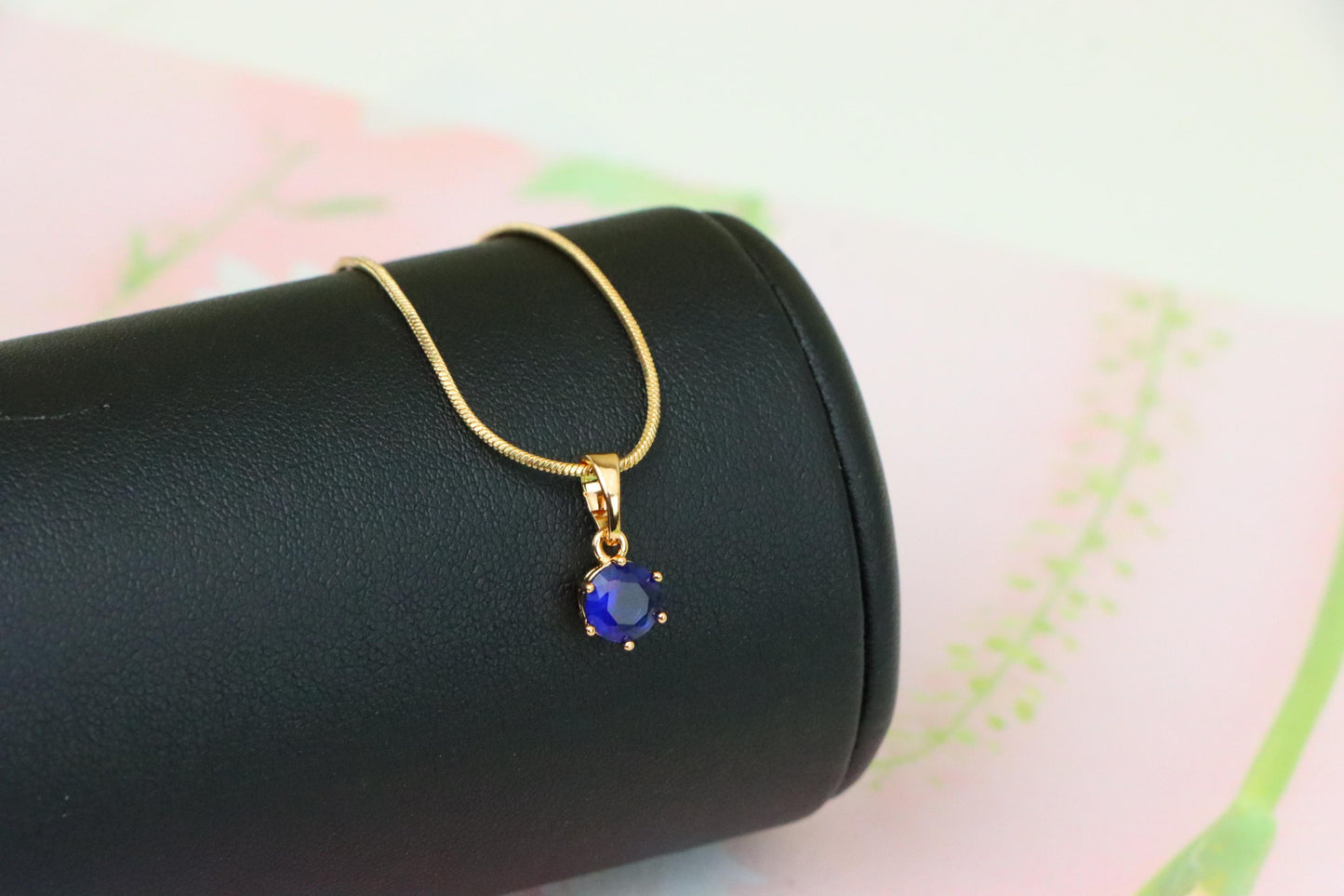 Elegant Blue Solitaire Pendant in Gold Finish, XPPT1211 (2121-7)