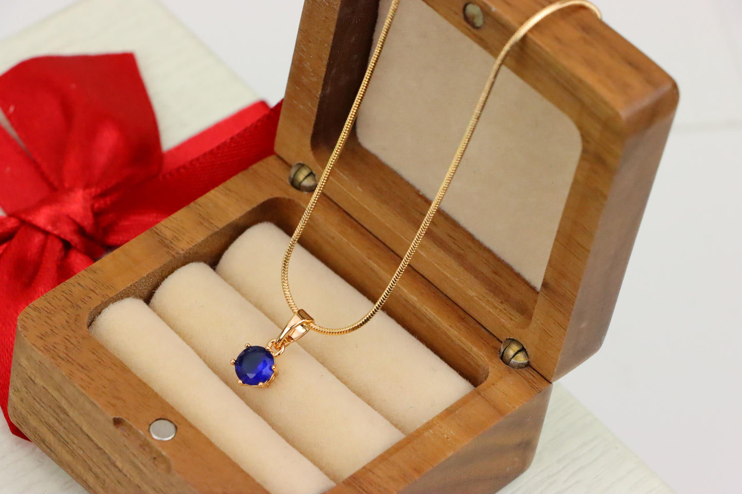 Elegant Blue Solitaire Pendant in Gold Finish, XPPT1211 (2121-7)