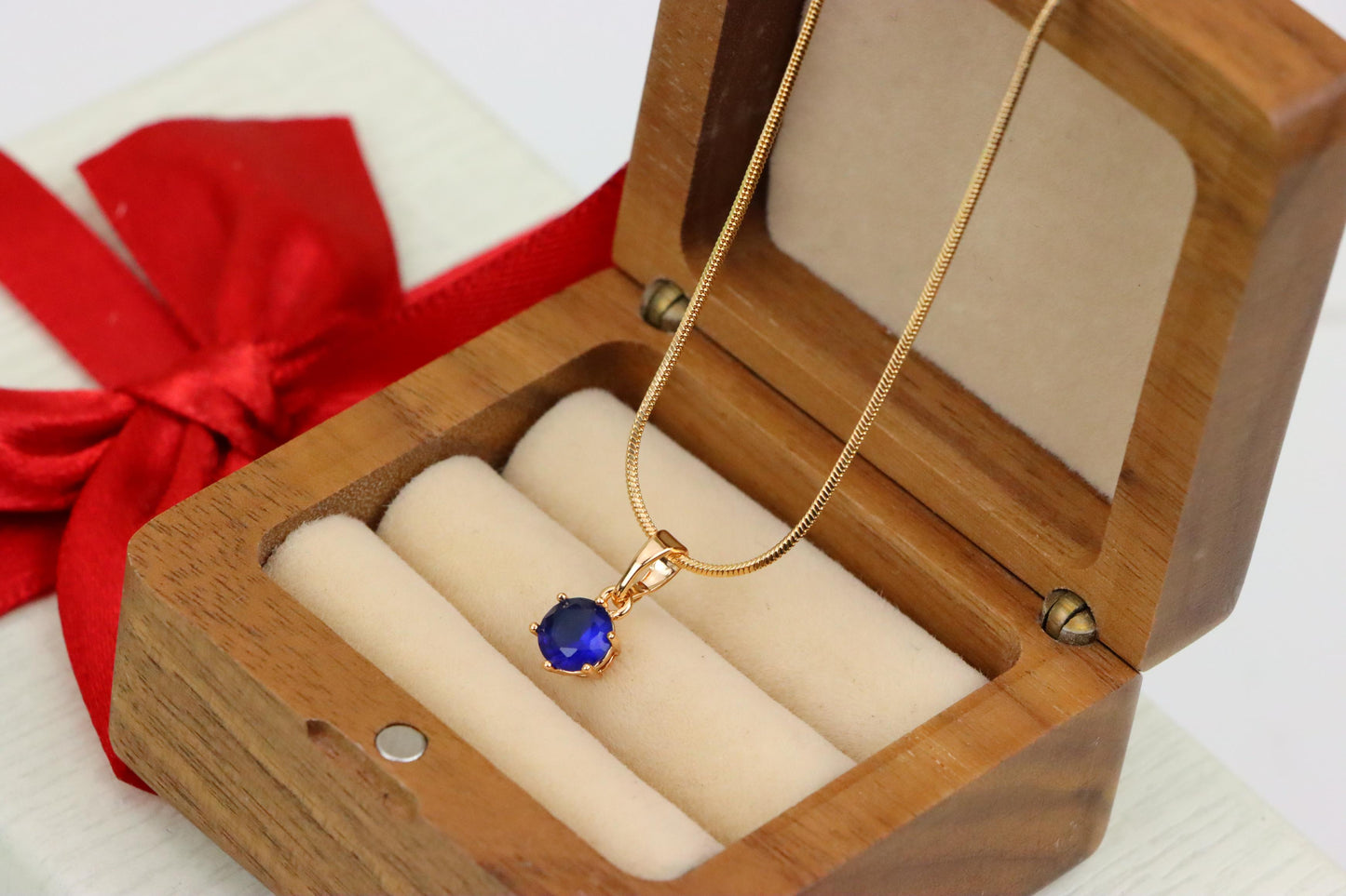 Elegant Blue Solitaire Pendant in Gold Finish, XPPT1211 (2121-7)