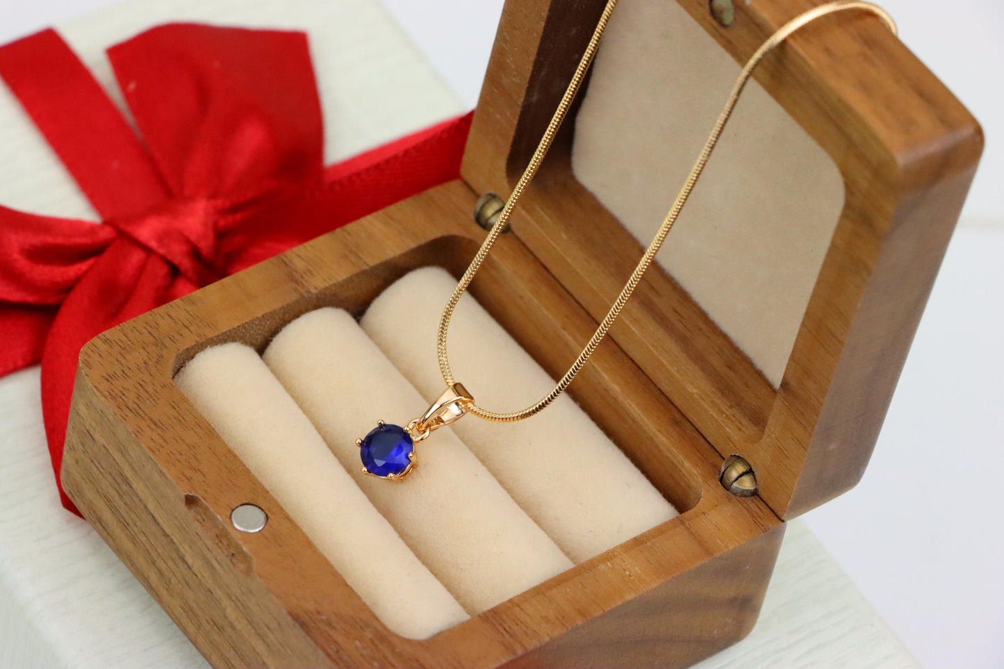 Elegant Blue Solitaire Pendant in Gold Finish, XPPT1211 (2121-7)