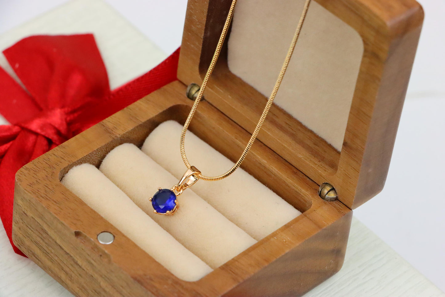Elegant Blue Solitaire Pendant in Gold Finish, XPPT1211 (2121-7)
