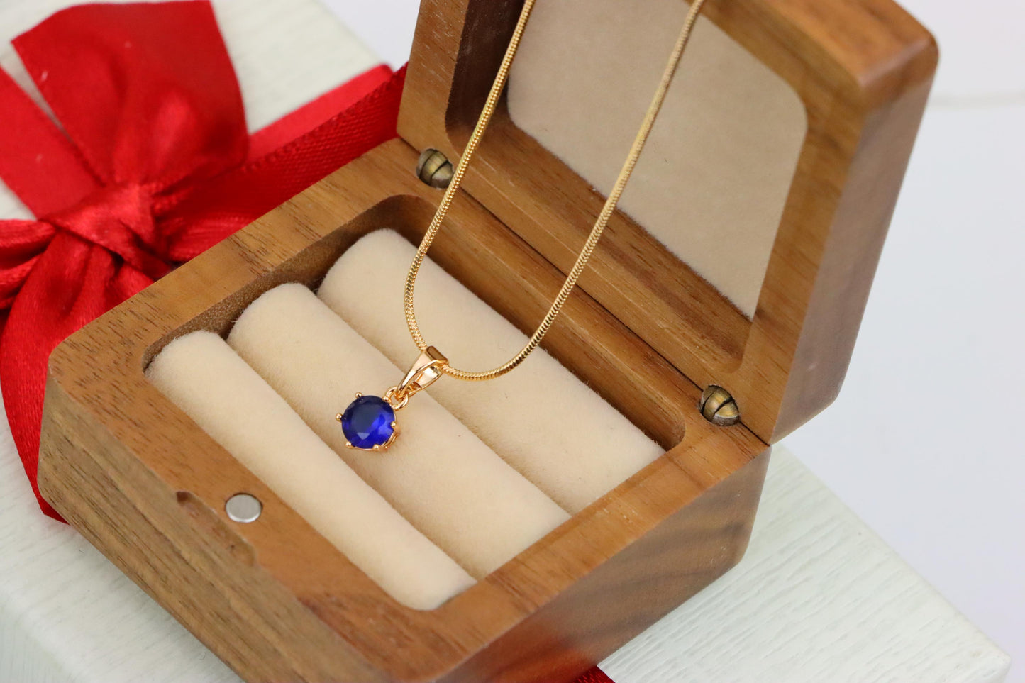 Elegant Blue Solitaire Pendant in Gold Finish, XPPT1211 (2121-7)