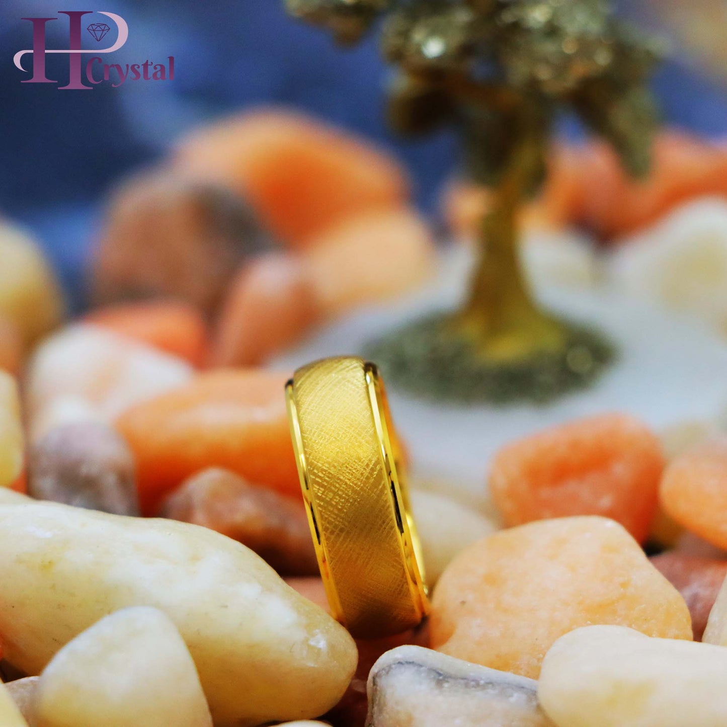 Yellow Gold IP Florentine Finish Domed Stepped Edge Tungsten Ring