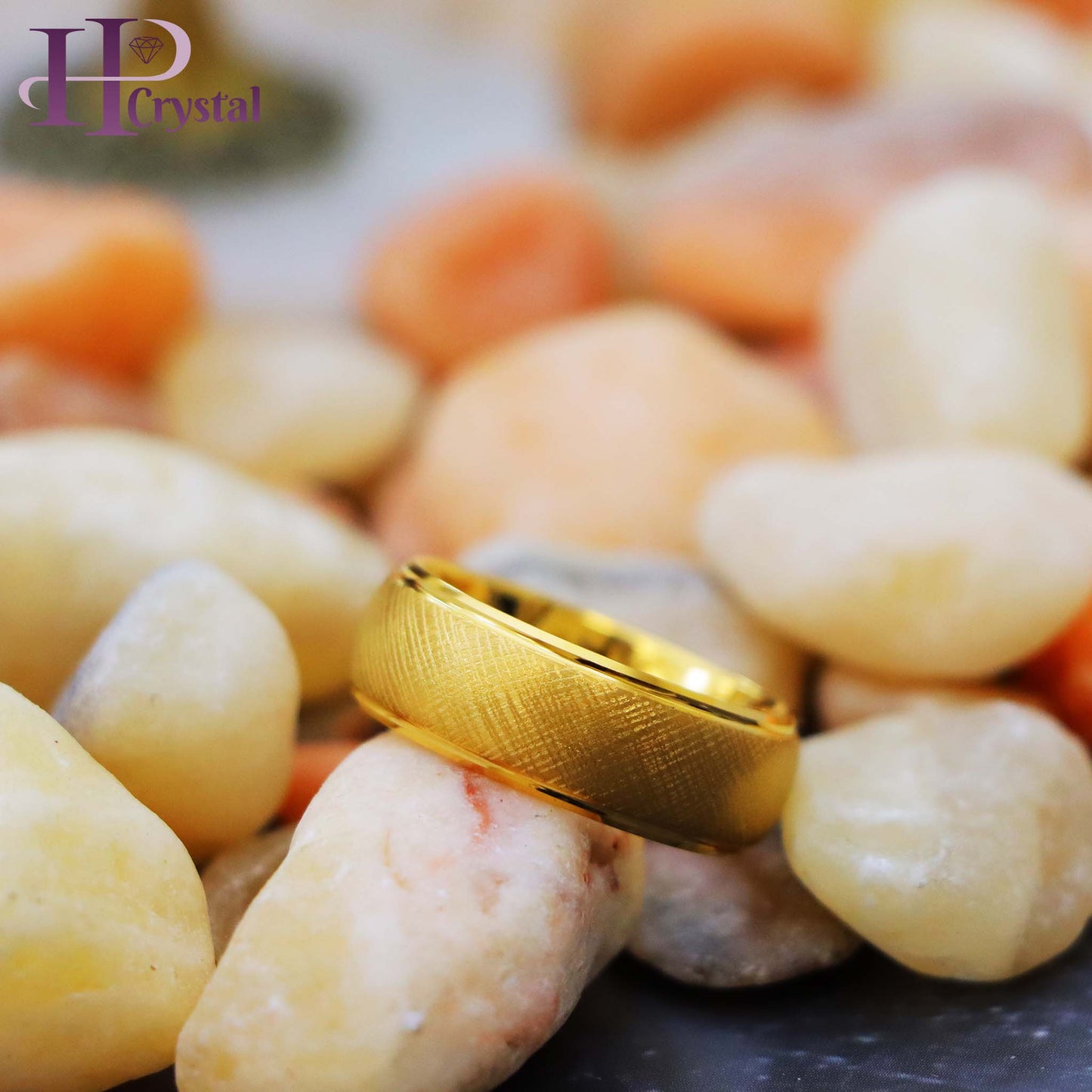 Yellow Gold IP Florentine Finish Domed Stepped Edge Tungsten Ring