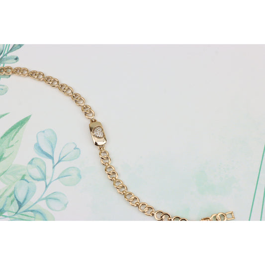 Elegant Heart Charm Rose Gold Bracelet in High-Polish Finish, XPBL0899 (2090-8)