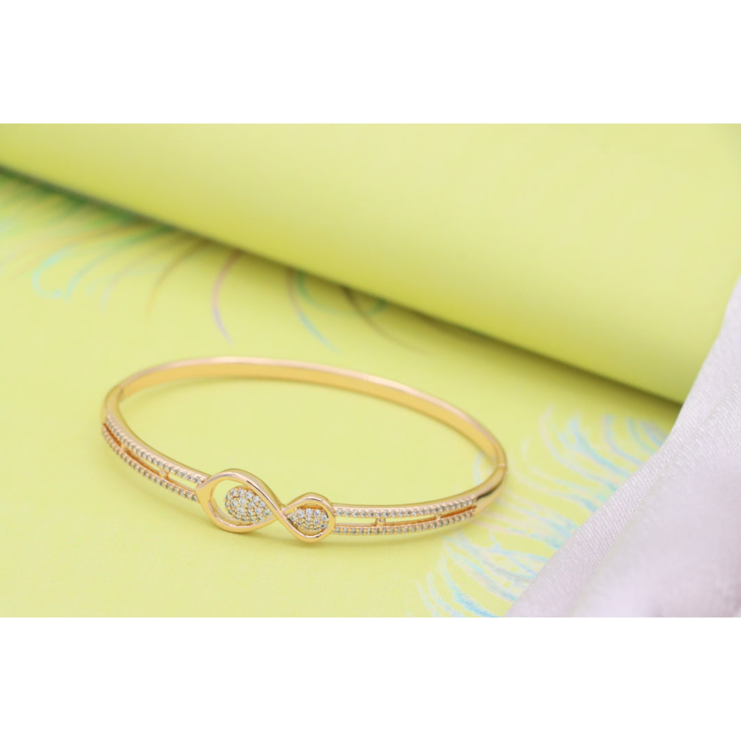 Elegant Rose Gold Infinity Design Bangle with Sparkling Stones, XPBL0489 (2049-9)