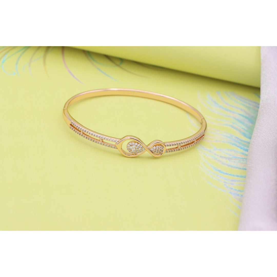 Elegant Rose Gold Infinity Design Bangle with Sparkling Stones, XPBL0489 (2049-9)