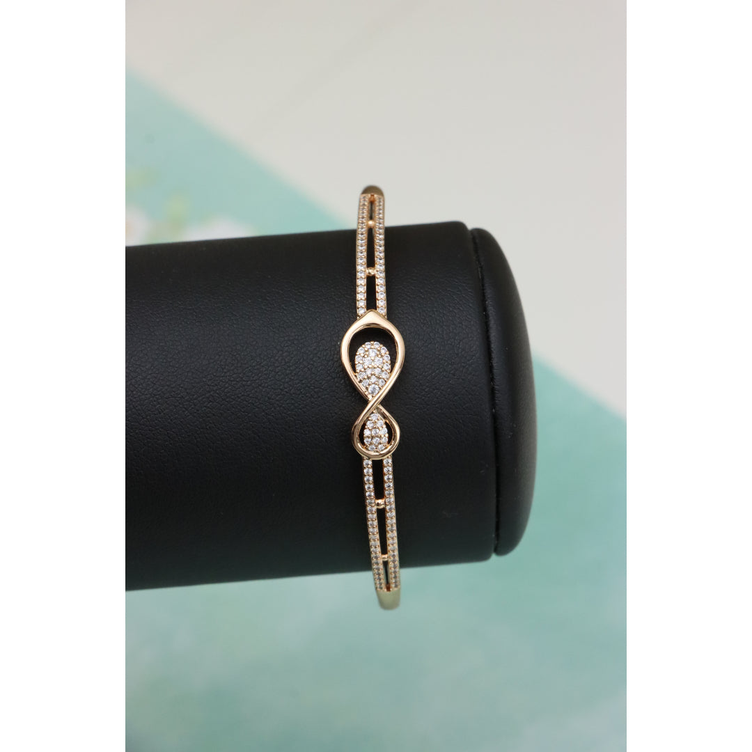 Elegant Rose Gold Infinity Design Bangle with Sparkling Stones, XPBL0489 (2049-9)