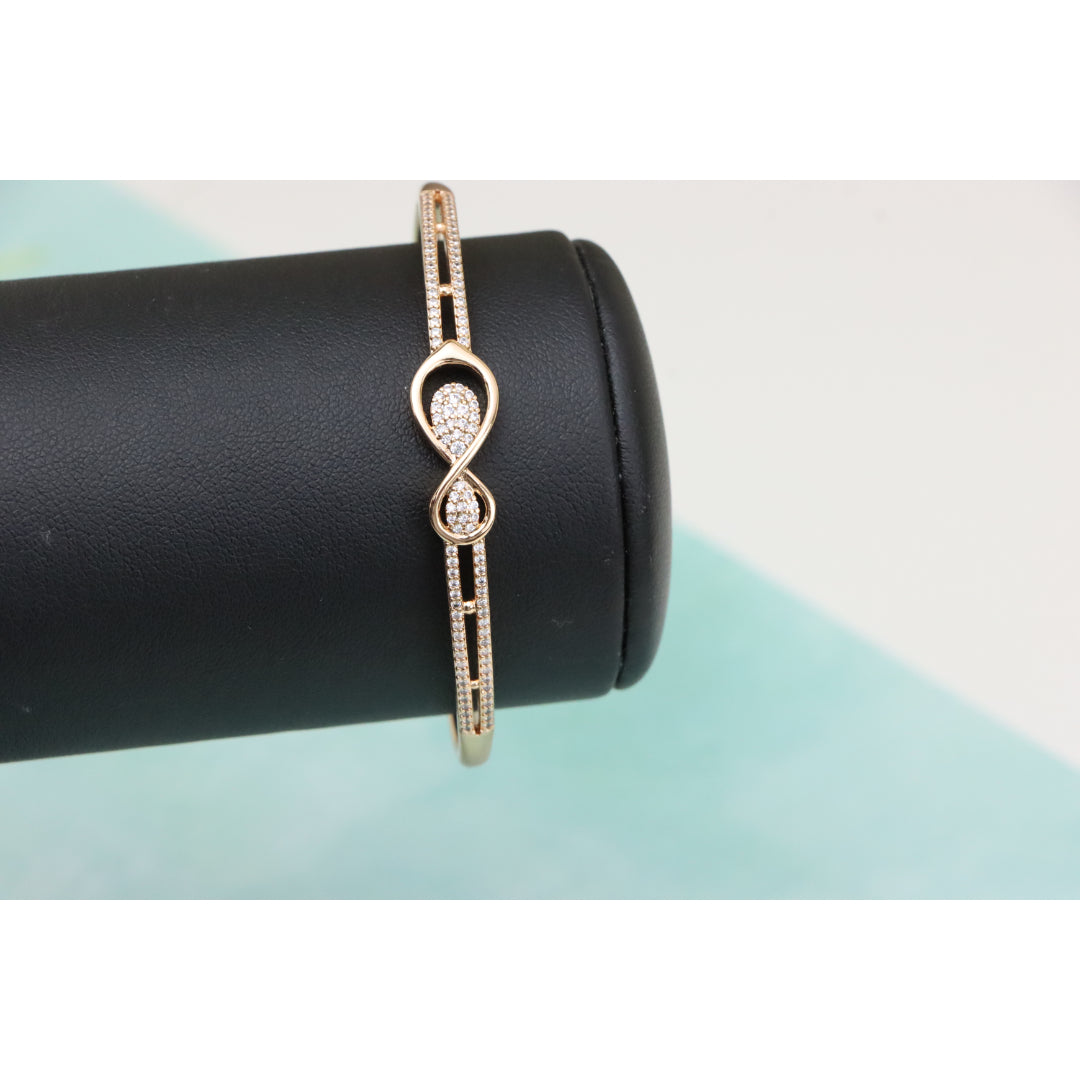 Elegant Rose Gold Infinity Design Bangle with Sparkling Stones, XPBL0489 (2049-9)