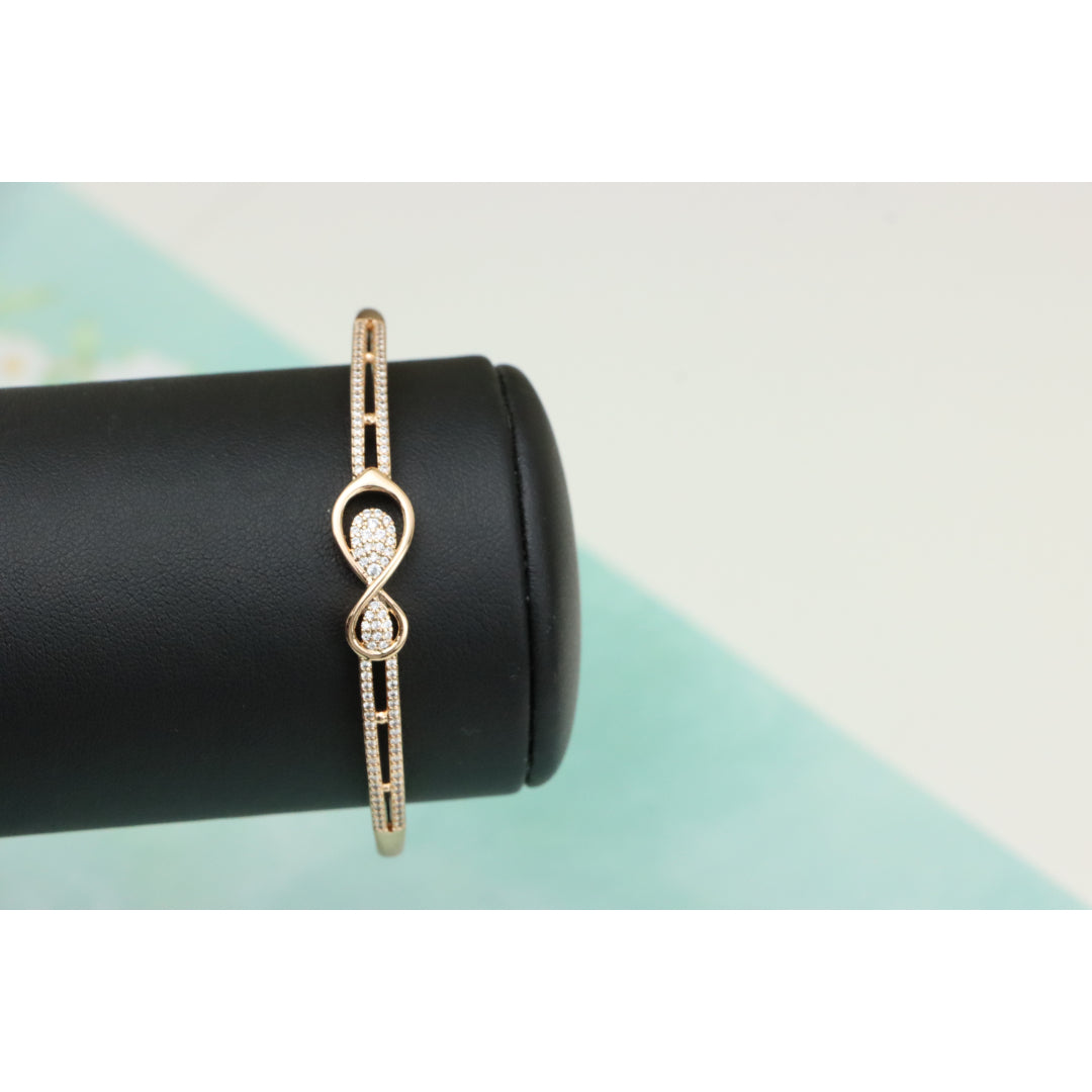 Elegant Rose Gold Infinity Design Bangle with Sparkling Stones, XPBL0489 (2049-9)