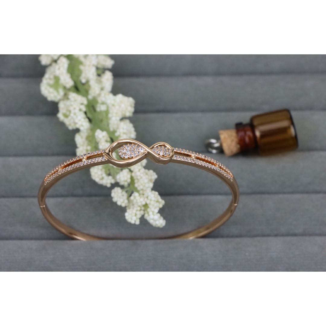 Elegant Rose Gold Infinity Design Bangle with Sparkling Stones, XPBL0489 (2049-9)