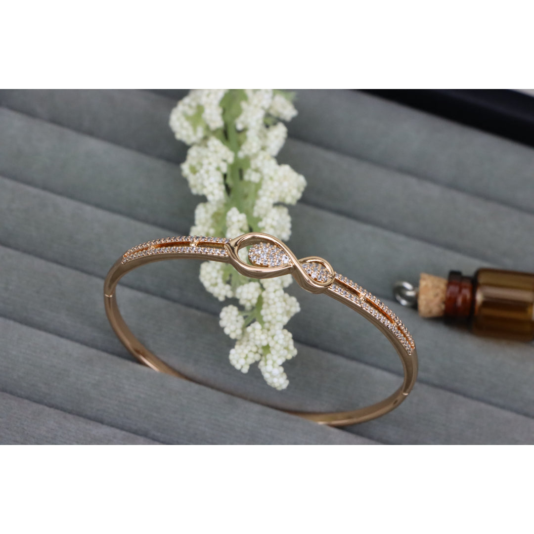 Elegant Rose Gold Infinity Design Bangle with Sparkling Stones, XPBL0489 (2049-9)