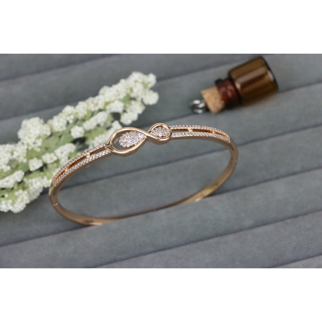 Elegant Rose Gold Infinity Design Bangle with Sparkling Stones, XPBL0489 (2049-9)