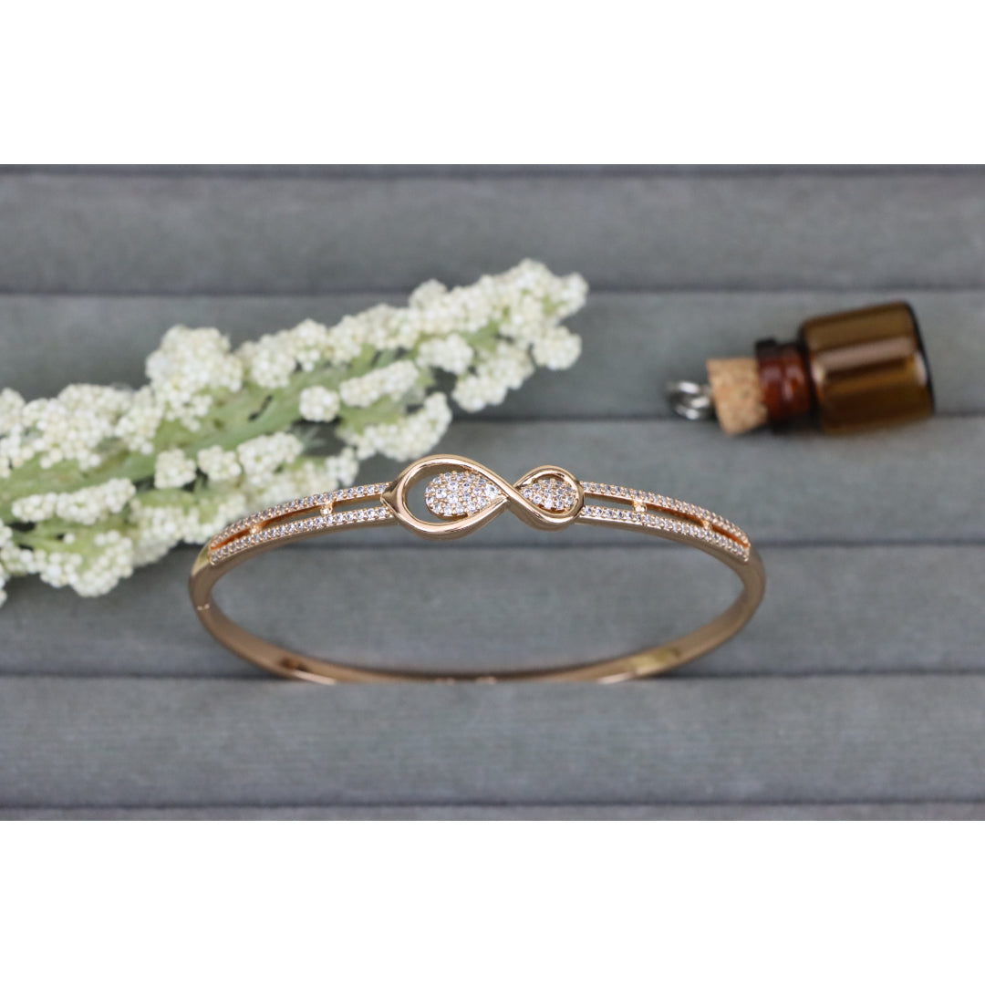 Elegant Rose Gold Infinity Design Bangle with Sparkling Stones, XPBL0489 (2049-9)