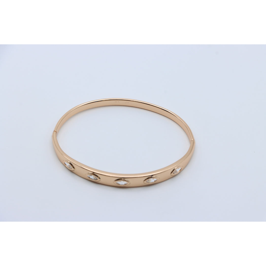 Elegant Rose Gold Bangle with Marquise-Cut Sparkling Stones, XPBL0490 (2049-10)